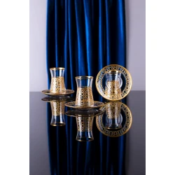 Набор чайный Buta Glass EA00048, 12 предметов на 6 персон, стекло, золотистый/прозрачный