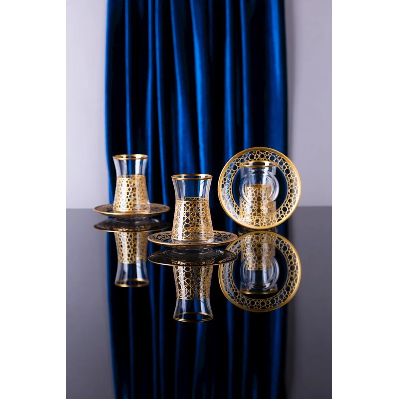 Çay dəsti Buta Glass EA00048, 6 nəfərlik 12 parça, şüşə, qızılı/şəffaf Çay dəsti Buta Glass EA00048, 6 nəfərlik 12 parça, şüşə, qızılı/şəffaf