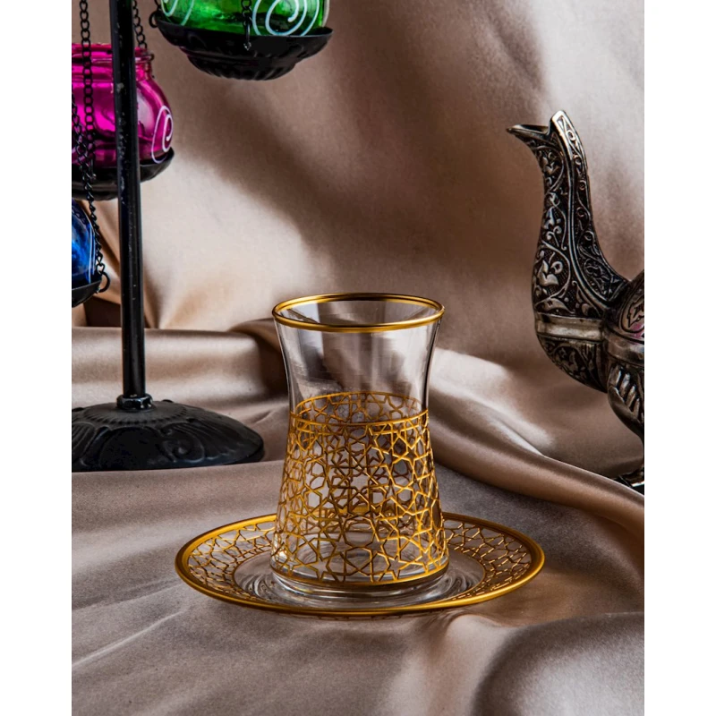 Çay dəsti Buta Glass EA00048, 6 nəfərlik 12 parça, şüşə, qızılı/şəffaf Çay dəsti Buta Glass EA00048, 6 nəfərlik 12 parça, şüşə, qızılı/şəffaf