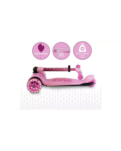 Uşaqlar üçün samokat Hypro Zinc Flyte Three Wheeled Folding ZC07925, çəhrayı