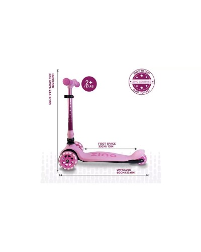 Uşaqlar üçün samokat Hypro Zinc Flyte Three Wheeled Folding ZC07925, çəhrayı