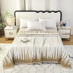 Покрывало Annabery ANBYBX170240, 170x240 см, хлопок, с бежевыми линиями