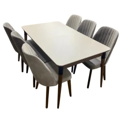 Yemək masası və stul dəsti SR-7, ağ/qəhvəyi Yemək masası və stul dəsti SR-7, ağ/qəhvəyi