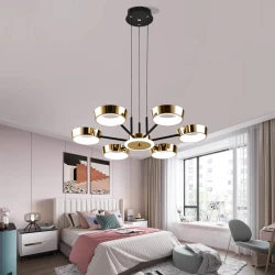 Люстра подвесная Şəms Aydınlatma 8933-6 LED, золотистый/черный, 60-70 см, 60W