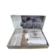 Yataq dəsti İyi Geceler İstanbul İH99, yorğan üzü 260x260 sm, yastıq üzləri 50x70 sm, örtük 220x240 sm, ikinəfərlik, pambıq, mavi/qəhvəyi