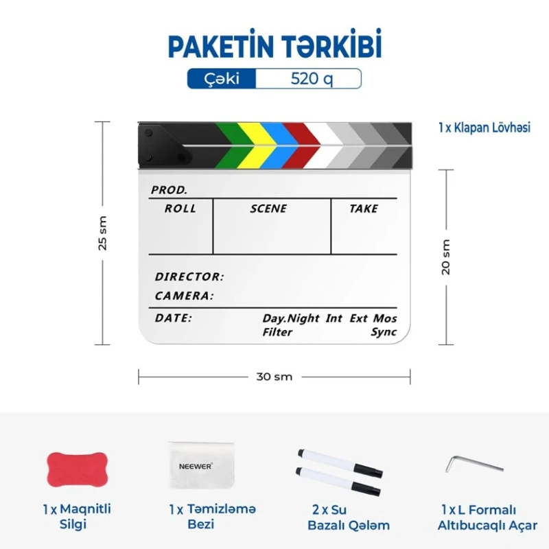 Кинематографическая акриловая хлопушка Neewer AK-RJW Кинематографическая акриловая хлопушка Neewer AK-RJW