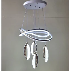 Люстра подвесная ZGH_00726, нержавеющий алюминий, серебристый/белый, 35х55 см