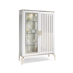 Двухдверный шкаф для столовой İstanbul, дерево, белый, размеры 1111x446x1584 мм, производство Беларусь