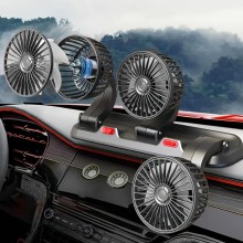 Avtomobil üçün ventilyasiya fanı 3 USB portlu, 360° fırlanan, avtomatik soyuducu - iva437