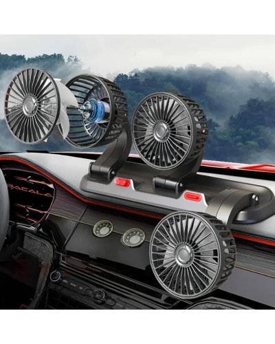 Avtomobil üçün ventilyasiya fanı 3 USB portlu, 360° fırlanan, avtomatik soyuducu - iva437