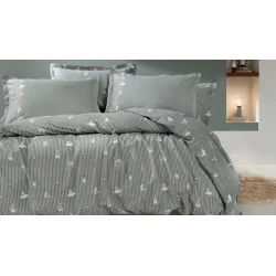 Yataq dəsti Yataş Samba, yorğan üzü 200x220 sm, mələfə 240x260 sm, yastıq üzü 50x70 sm 2 əd, avro, pambıq, Adaçayı