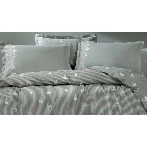 Комплект постельного белья Yataş Samba, пододеяльник 200x220 см, простыня 240x260 см, наволочки 50x70 см 2 шт, евро, хлопок, Adaçayı