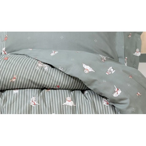 Комплект постельного белья Yataş Samba, пододеяльник 200x220 см, простыня 240x260 см, наволочки 50x70 см 2 шт, евро, хлопок, Adaçayı