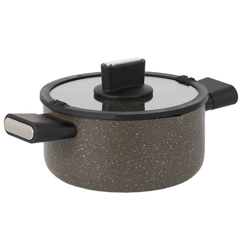 Кастрюля Werner Organic Stone style, 20 см, 2.8 л, алюминий, коричневая Кастрюля Werner Organic Stone style, 20 см, 2.8 л, алюминий, коричневая