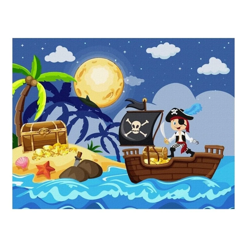 Холст на картоне с контуром Rosa Start Остров сокровищ, 20х30 см, хлопок, акрил Холст на картоне с контуром Rosa Start Остров сокровищ, 20х30 см, хлопок, акрил