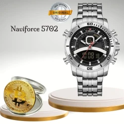 Подарочный набор Nn83928282 (Мужские наручные часы NaviForce 5702 + Сувенир Биткоин)