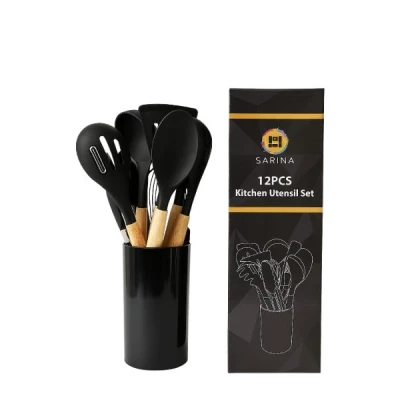 Aşpaz kürəkciyi dəsti Sarina 092, silikon, qara, 12 əd Aşpaz kürəkciyi dəsti Sarina 092, silikon, qara, 12 əd
