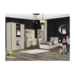 Набор детской мебели Turan, кремовый, кровать 95x100x205 см, шкаф 135x210x58 см, компьютерный стол 120x175x52 см, тумба 60x40x38 см Набор детской мебели Turan, кремовый, кровать 95x100x205 см, шкаф 135x210x58 см, компьютерный стол 120x175x52 см, тумба 60x40x38 см