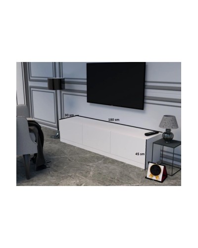 TV üçün tumba Ev Plus Dolce, LDSP, ağ, 180x30x45 sm