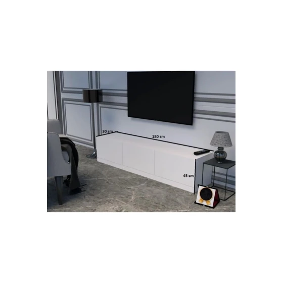 TV üçün tumba Ev Plus Dolce, LDSP, ağ, 180x30x45 sm TV üçün tumba Ev Plus Dolce, LDSP, ağ, 180x30x45 sm