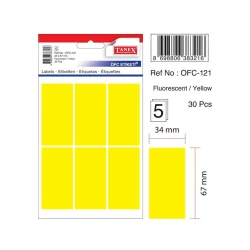 Набор наклеек Tanex OFC-121, 34x67 мм, желтый, 5 листов