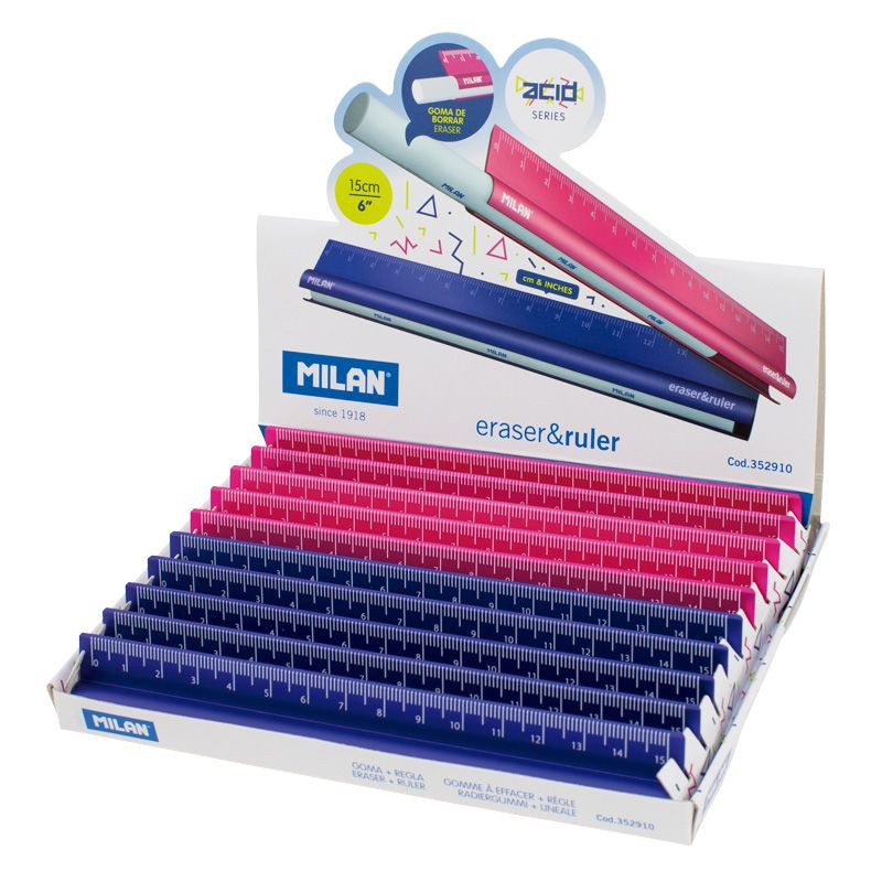 Линейка Milan Acid, с ластиком, 15 см Линейка Milan Acid, с ластиком, 15 см