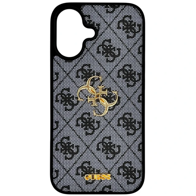 Чехол Apple iPhone 16 Guess черного и золотого цвета
