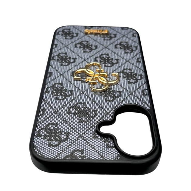 Чехол Apple iPhone 16 Guess черного и золотого цвета