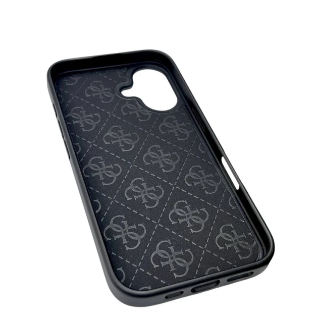 Чехол Apple iPhone 16 Guess черного и золотого цвета