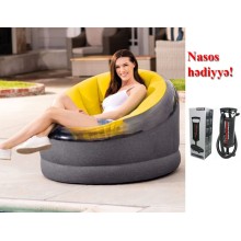 Надувное кресло Intex 68584NP, оранжевое, 112x109x69 см + насос В подарок