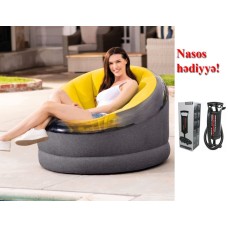 Надувное кресло Intex 68584NP, оранжевое, 112x109x69 см + насос В подарок