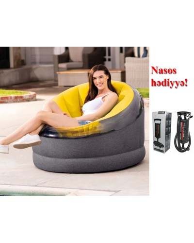 Надувное кресло Intex 68584NP, оранжевое, 112x109x69 см + насос В подарок