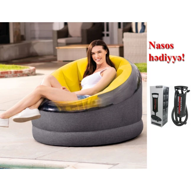 Надувное кресло Intex 68584NP, оранжевое, 112x109x69 см + насос В подарок Надувное кресло Intex 68584NP, оранжевое, 112x109x69 см + насос В подарок