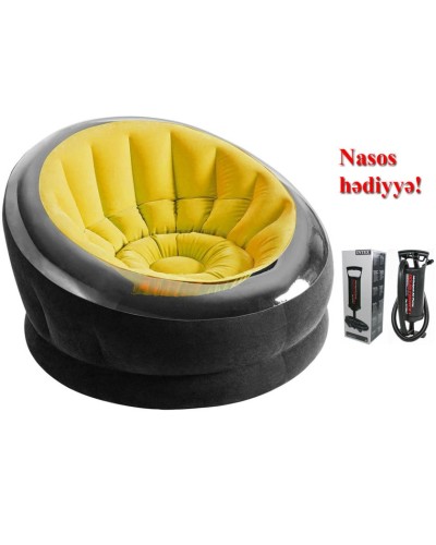 Надувное кресло Intex 68584NP, оранжевое, 112x109x69 см + насос В подарок