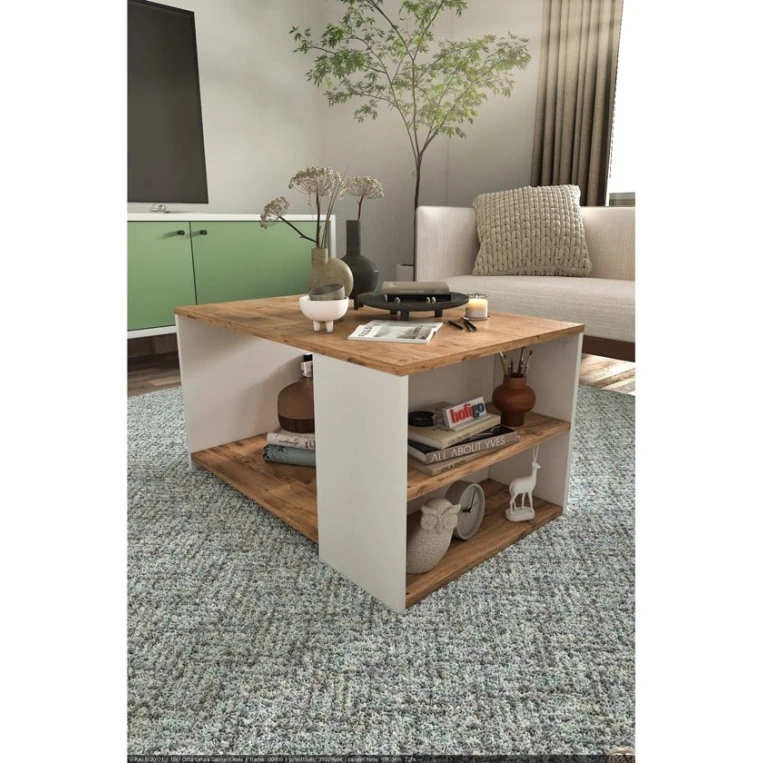 Журнальный стол Art_67, ламинат, белый/светло-коричневый, 50x90x60 см Журнальный стол Art_67, ламинат, белый/светло-коричневый, 50x90x60 см