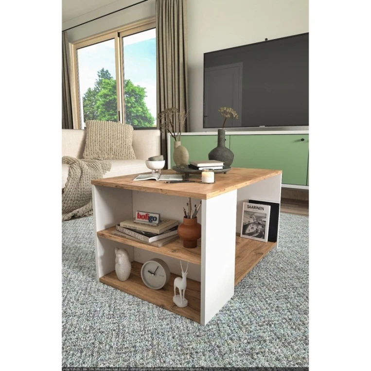 Журнальный стол Art_67, ламинат, белый/светло-коричневый, 50x90x60 см Журнальный стол Art_67, ламинат, белый/светло-коричневый, 50x90x60 см