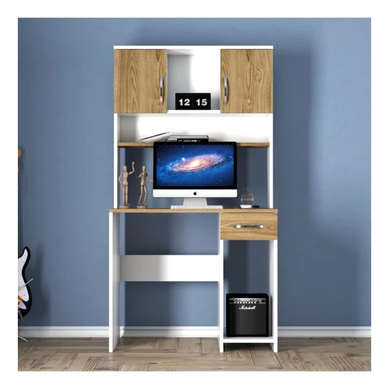 Компьютерный стол Art Mebel 74, коричневый/белый, 165x88x55 см