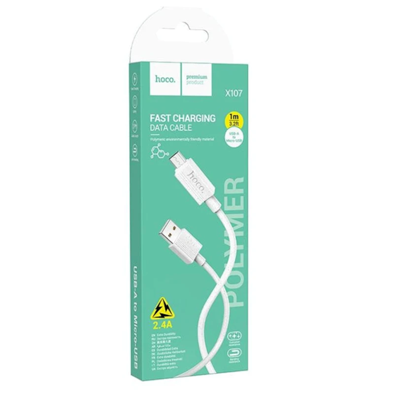 Кабель USB Hoco X107 USB to Micro USB Favor 2.4A, 1 м