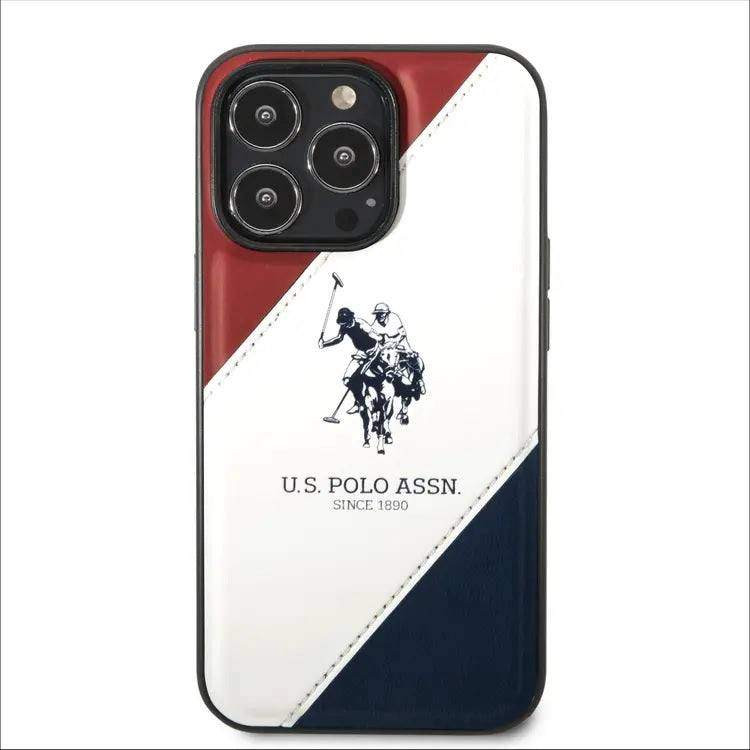 Çexol U.S. Polo ASSN Double Horse Embossed Logo PU Leather Tricolor Apple iPhone 14 Pro üçün - 1967000023639