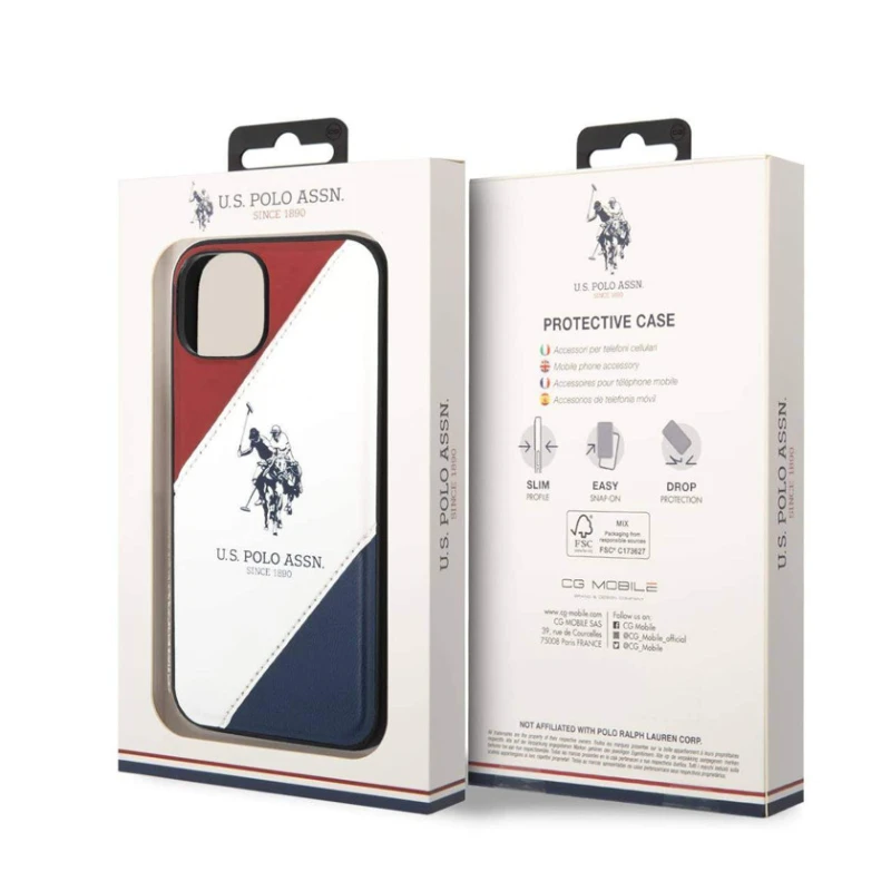 Çexol U.S. Polo ASSN Double Horse Embossed Logo PU Leather Tricolor Apple iPhone 14 Pro üçün - 1967000023639