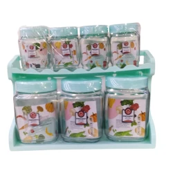 Набор емкостей для хранения специй Green PC-0100, прозрачный/зеленый, 7 шт