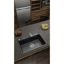 Mətbəx çanağı Deante Eridan ZQE_G103, qranit, qara, 70x52x21 sm