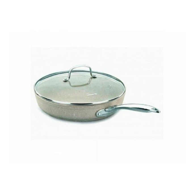 Сковородка Korkmaz Granita A1855, 24 см, алюминий, с крышкой, Бежевый