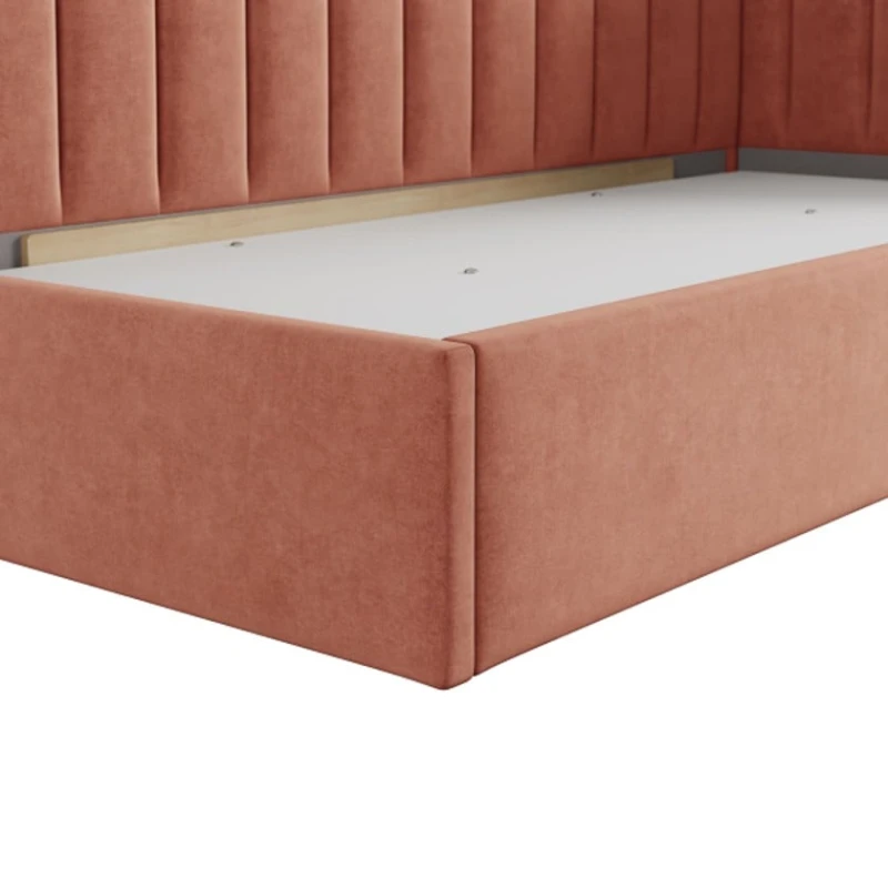 Односпальная кровать Art_tek_yataq 76, ламинат/текстиль, оранжевая, 200x85x90 см