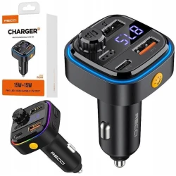 Avtomobil üçün FM transmitter Recci Bluetooth LED USBx2 USB-C QC 3.1A