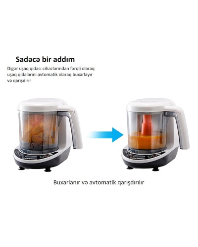 Buxarlı bişirici-blender Baby Brezza Food Maker Deluxe, plastik, ağ/qara