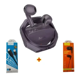 Simsiz qulaqlıq Hoco EW70 Navy Black + qulaqlıq + enerji toplama kabeli