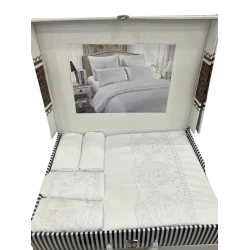 Cütnəfərlik krujevolu yataq dəsti FA tekstil-78, 2 ədəd 50/70 yastıq üzü, 2 ədəd 70/70 yastıq üzü,1 ədəd 220/200 yorğan üzü, 1 ədəd 200/220 melefe