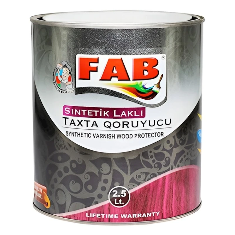 Taxta qoruyucu lakı FAB boya, 1106 qoz, 2.5 l Taxta qoruyucu lakı FAB boya, 1106 qoz, 2.5 l