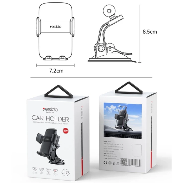 Telefon üçün avtomobil tutacağı Yesido C175 for 4.7